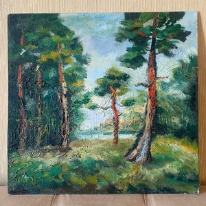 Pittura forestale impasto Pittura di pino Arte originale Pittura di paesaggio