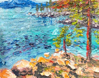 Tahoe Lake Gemälde Berg Original Kunst Kleines Gemälde California