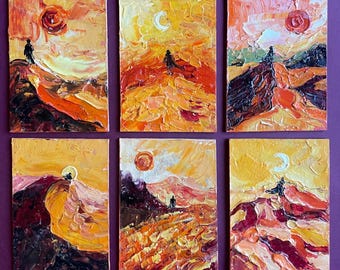 Dune Inspired Abstract Desert Paintings Set Cinematic Sci-Fi Art Cards