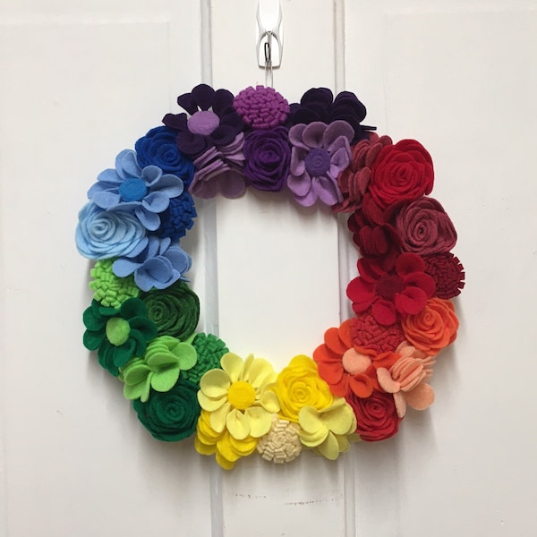 Rainbow Felt Floral Wreath