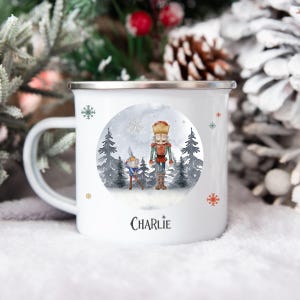 Personalised Nutcracker Christmas Enamel Mug, Ballet Clara, Christmas Eve Box