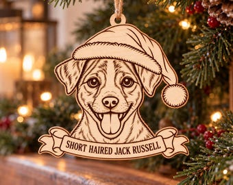 Personalised Jack Russell Christmas Bauble, Long or Short Haired Wooden Ornament