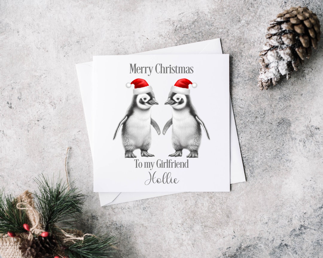 Personalised Penguin Christmas Card for Boyfriend, Girlfriend, Husband ...