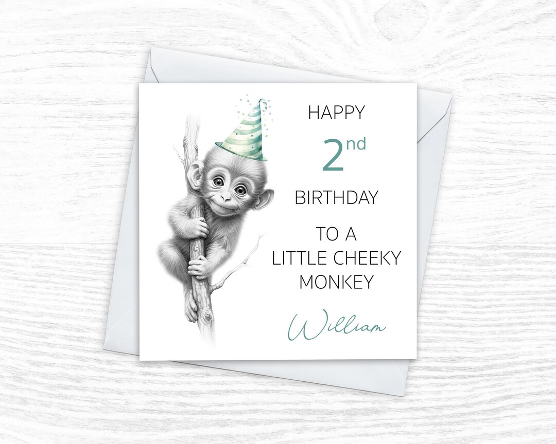 Personalised Cheeky Monkey Birthday Card Monkey Greeting Etsy