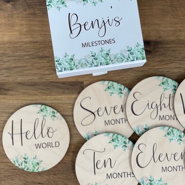 Wooden Milestone Cards, Baby Milestone Discs, Personalised Milestone Cards, Newborn Baby Girl Boy Unisex Gift, newborn photoshoot prop, prop