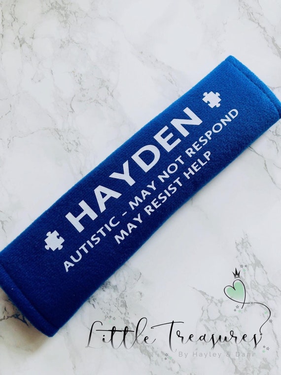 Personalised Car Seat Belt Cover Pad Name Safety Awareness in Case of an Emergency Etsy