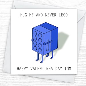 Personalised Valentines Day Card, Hug me and never Lego Valentines day card, Gay and Lesbian funny cards, same sex card