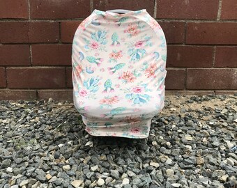 4-in-1 Stretchy Nursing Cover, Car Seat Cover, Shopping Cart and High Chair Cover(Cactus Floral)