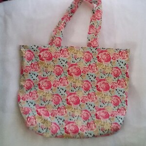 Tote bag, library bag, reusable, shopping bag, grocery bag, market bag - roses print