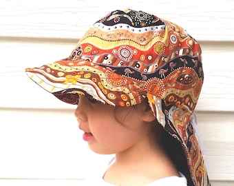 Adjustable Unisex Sun Hat baby toddler hat baby sunhat, toddler sunhat baby legionnaire hat kid legionnaire cap - indigenous mullawa emus