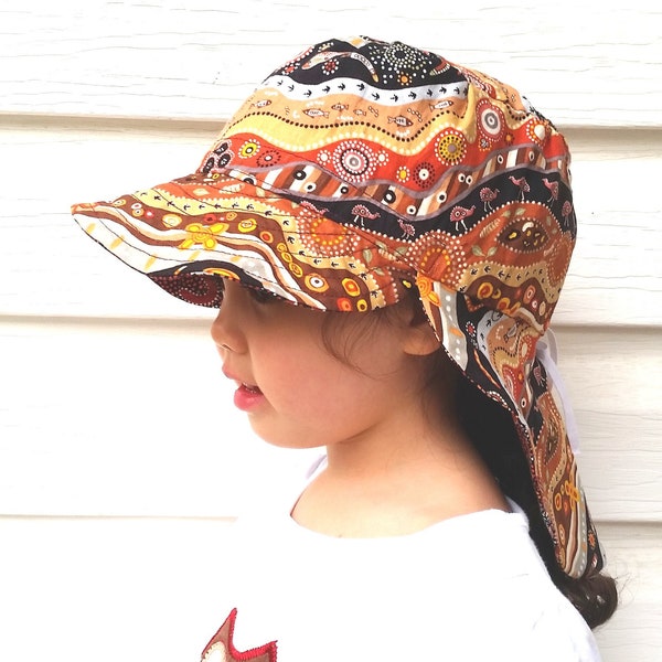 Adjustable Unisex Sun Hat baby toddler hat baby sunhat, toddler sunhat baby legionnaire hat kid legionnaire cap - indigenous mullawa emus