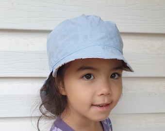 Adjustable Unisex Sun Hat, legionnaire hat, legionnaire cap, hat with flap, beach hat - baby, toddler, kid, teen & adult - Pale Blue