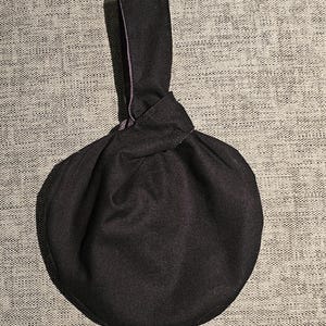 Japanese knot bag, mini wristlet bag, fabric knot bag, reversible knot bag, bridesmaid bag - black & charcoal