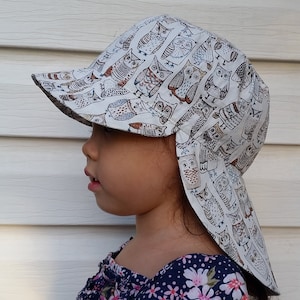 Adjustable Sun Hat, legionnaire hat, legionnaire cap, sunhat with flap, beach hat - baby, toddler, kid, teen, adult  - Wise Owls