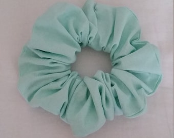 Handmade Linen Hair Scrunchie: Pale Mint Hair Tie Bracelet