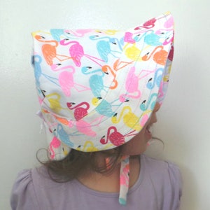 Adjustable Sun Bonnet baby toddler bonnet sunhat baby bonnet baby hat easter bonnet girl bonnet - Colourful Flamingos