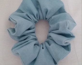 Handmade Linen Hair Scrunchie: Pale Blue Hair Tie Bracelet