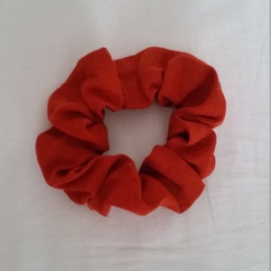 Linen hair scrunchie, linen hair tie, linen bracelet, linen ponytail holder - Burnt Orange