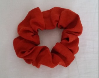 Handmade Linen Hair Scrunchie: Burnt Orange Hair Tie Bracelet