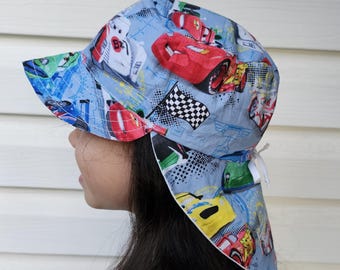Adjustable Unisex Sun Hat, legionnaire hat, legionnaire cap, hat with flap, beach hat  - Racing Car