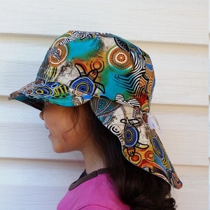Adjustable Unisex legionnaire hat kid legionnaire cap sunhat - indigenous sea turtle ocean print