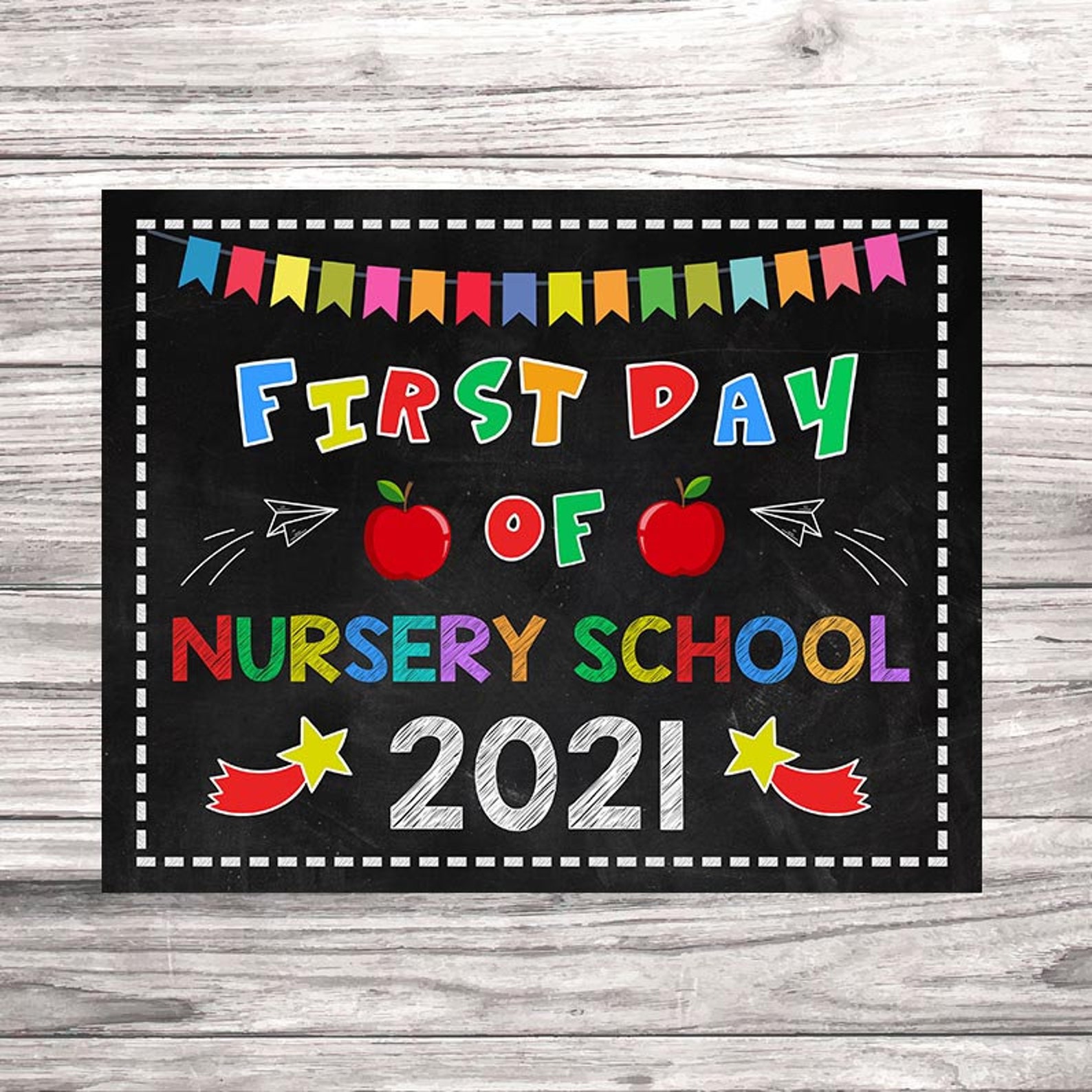 First Day of Nursery School Sign First Day of School Sign | Etsy