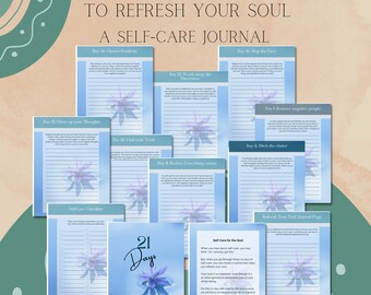 To Refresh Your Soul Journal | 21 Days of Self-Care | Writing Prompts | Worksheets & Checklist | Self-Care Routine