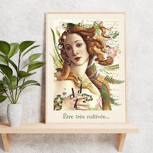 Illustration "Being very cultured", surreal and dreamlike, anatomy, the birth of Venus, gift for her and him, bohemian chic decor..