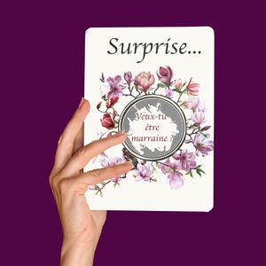 Carte à gratter MAGNOLIA, fleur de mai , carte personnalisable, bon pour..., demande en Pacs ou en mariage, cadeau original pour elle.