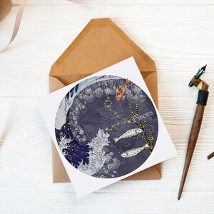 Signe astro poissons, art astrologique, empreinte de pisces du zodiaque, signe stellaire, impression celeste, cadeau  anniversaire ami