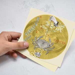 Signe astro cancer, art astrologique, empreinte du cancer du zodiaque, signe stellaire, impression celeste, cadeau  anniversaire, cadeau ami