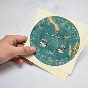 Segno astro bilancia, arte astrologica, impronta bilancia zodiacale, segno zodiacale, stampa celeste, regalo di compleanno, regalo amico