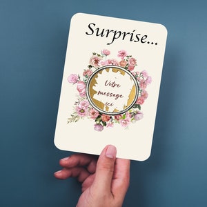 Carte à gratter PIVOINE, fleur de JUIN , carte personnalisable, bon pour..., demande en Pacs ou en mariage, cadeau original pour elle.