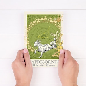 Signe astro capricorne, art astrologique, empreinte du capricornus du zodiaque, signe stellaire, impression celeste, cadeau  anniversaire.
