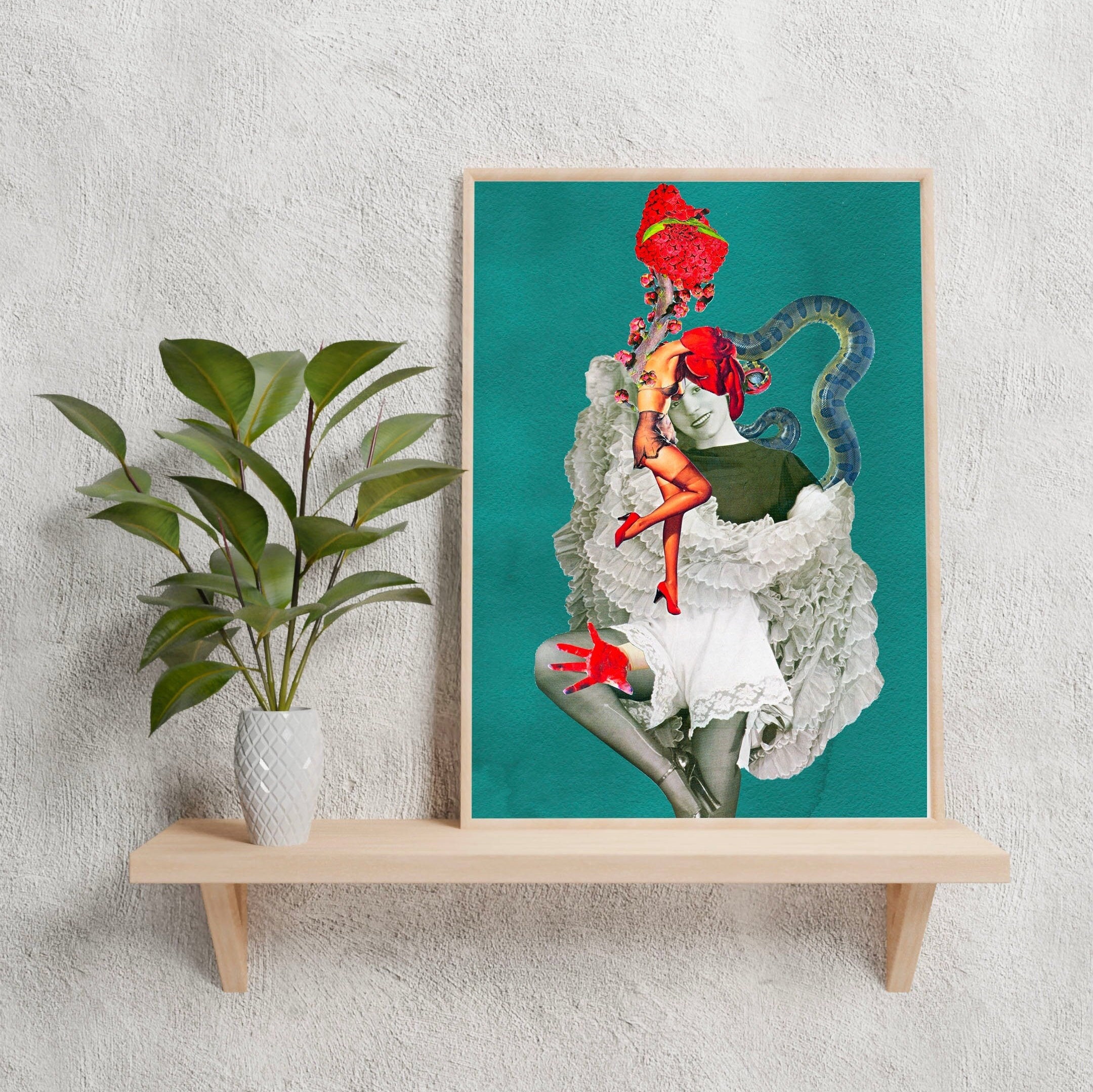 Illustration Féminine et Surréaliste, Le French Cancan, Des Jupons Soulevés, Univers Onirique, Cadea