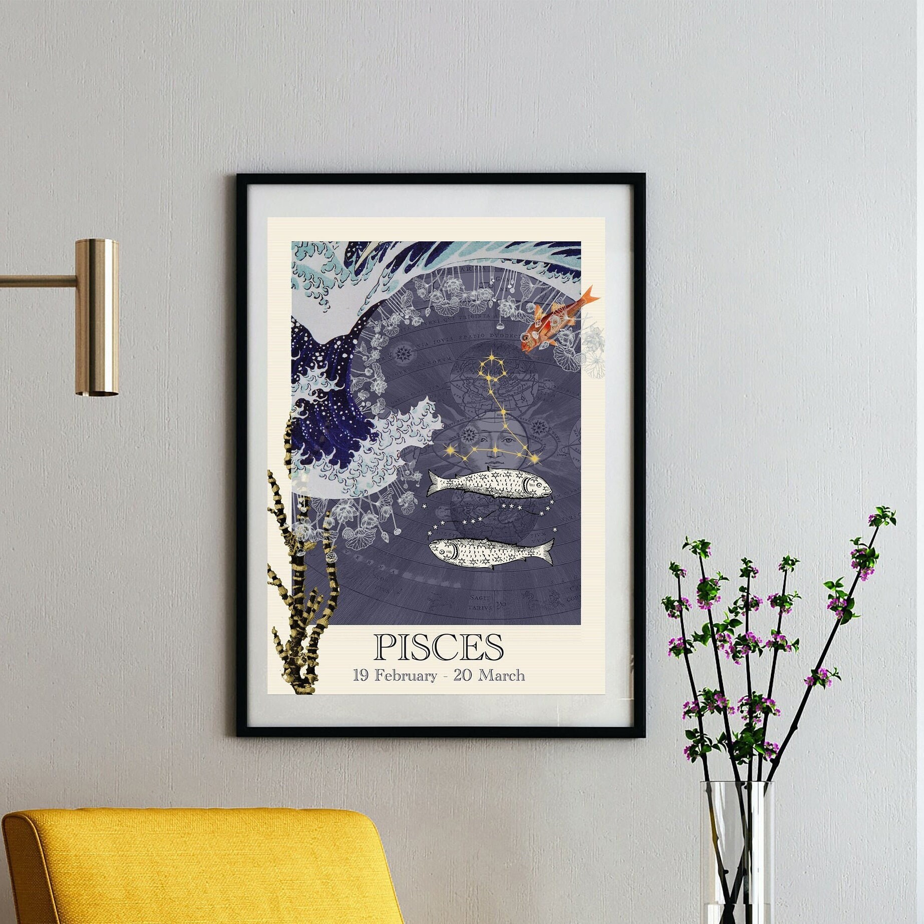 Illustration Onirique Du Zodiaque, Signe Poisson, Impression d'art.