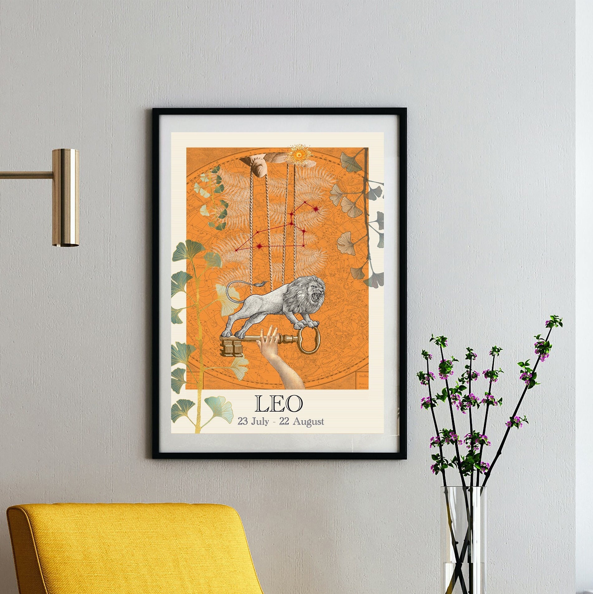 Illustration Onirique Du Zodiaque, Signe Lion, Impression d'art.