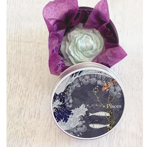 Scented candle around the astrological sign of PISCES, flower-shaped candle, personalized gift, MAQUIS CORSE fragrance.
