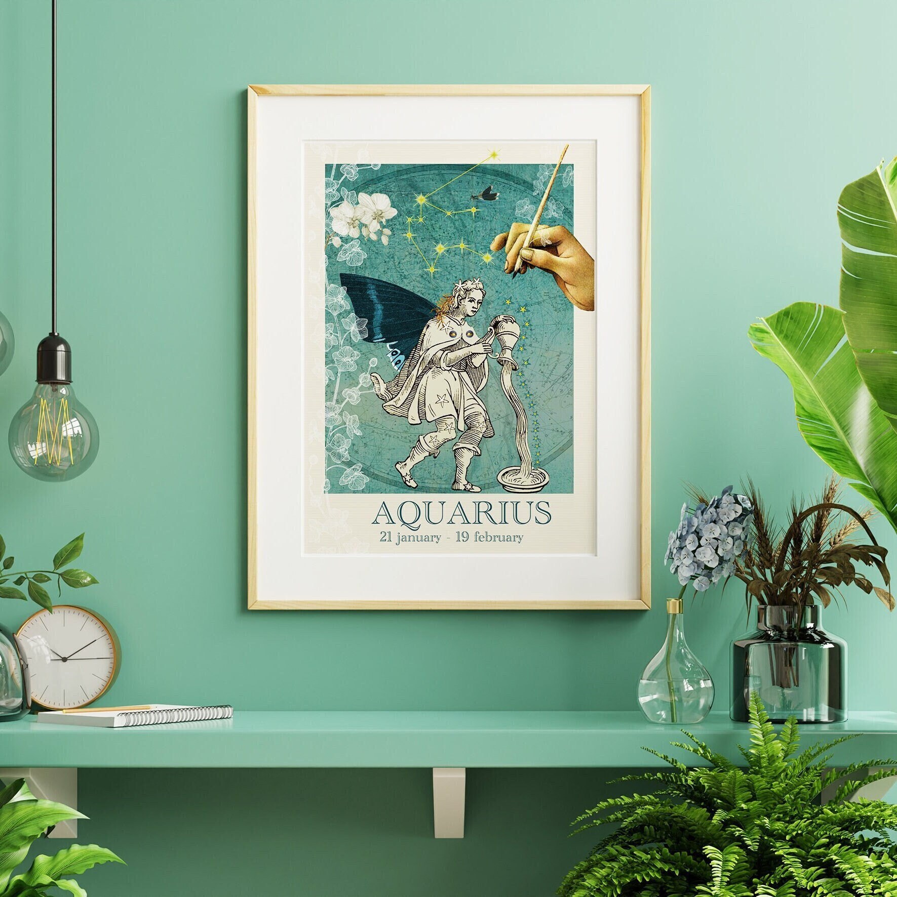 Illustration Onirique Du Zodiaque, Signe Verseaux, Impression d'art.