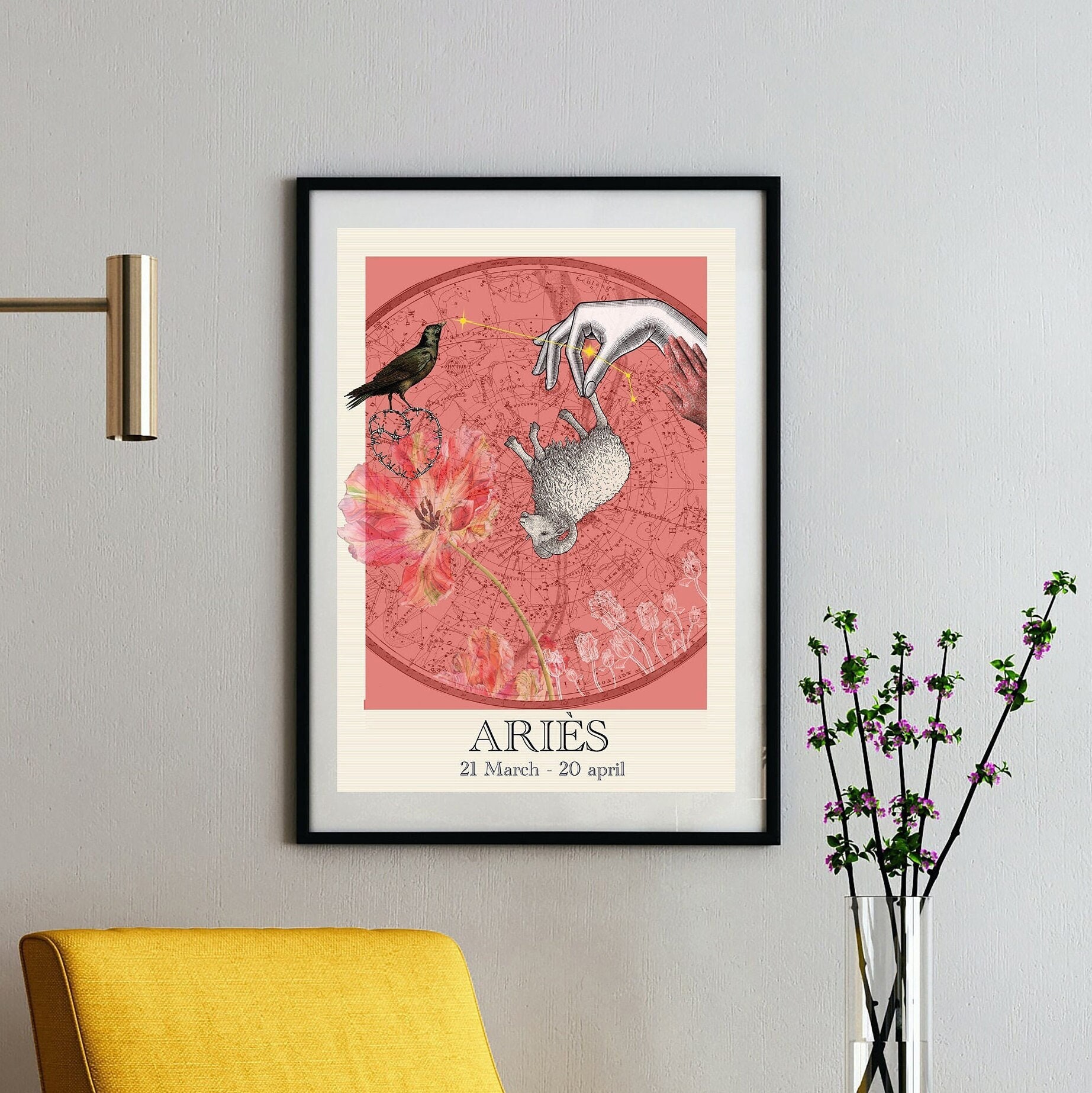 Illustration Onirique Du Zodiaque, Signe Belier, Impression d'art.