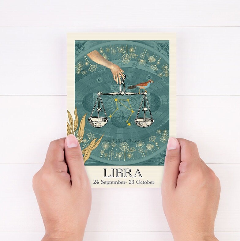 Astro Waage-Zeichen, astrologische Kunst, Tierkreis-Waage-Aufdruck, Sternzeichen, Celeste-Druck, Geburtstagsgeschenk, Freundschaftsgeschenk