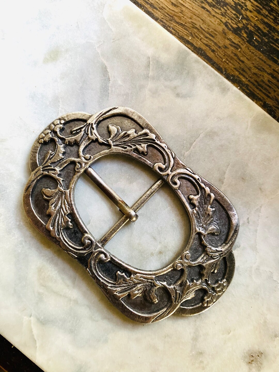Antique pewter belt buckle? hand forged Antique Pewter Horseshoe Cross Belt Buckle – Buckle and Hide  main image 4