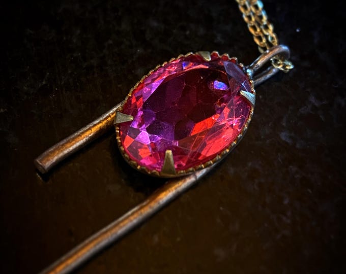 Antique Pink Topaz Abstract Pendant Necklace