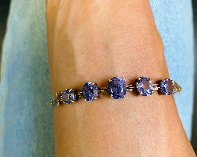 Vintage Designer 6.70CTS Colour Change Sapphire 9K Bracelet
