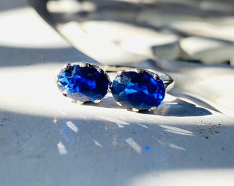 VENDUTO** Anello Art Déco Moi et Toi in zaffiro 18 carati