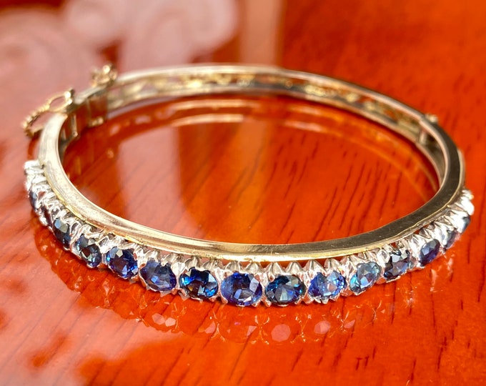 SOLD** Edwardian Style 7.00CTS Sapphire 18K Bangle