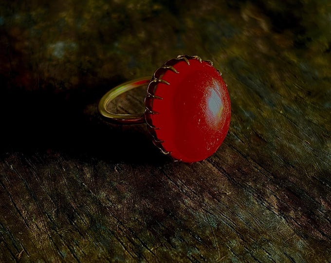 Antique Cabochon Carnelian Solid Yellow Gold Ring