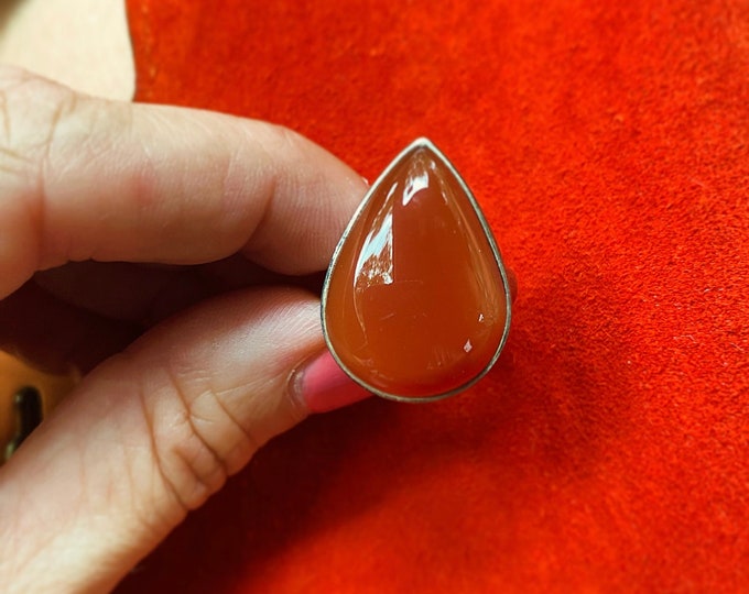 Perfectly Enormous Carnelian Pear Cut Ring