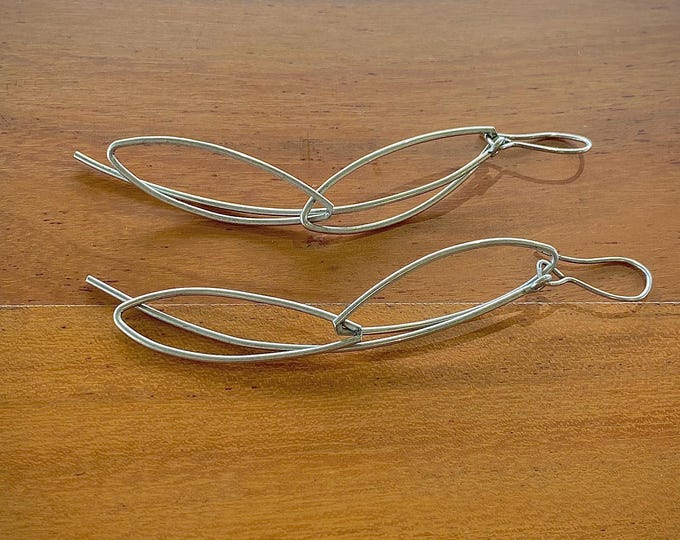 Handmade Abstract Pewter Dangle Drop Earrings