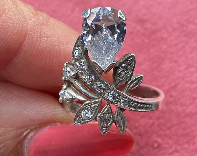 SOLD** Vintage Moissanite Pear Cut Cluster Ring